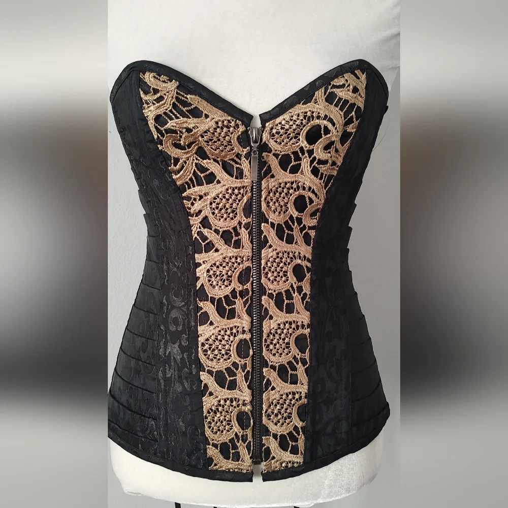 Spirit Corset Women Color Black Zipper Front Size Small Good Condition